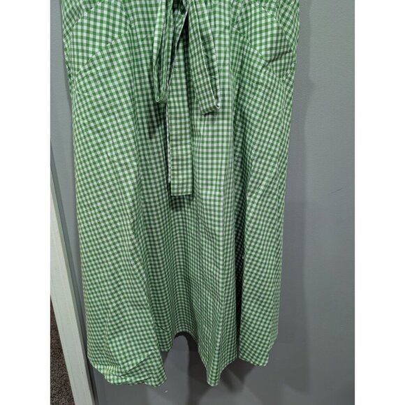 Tommy Hilfiger Womens Gingham Sleeveless Midi Green White Belted Dress NWT Sz 12 - Picture 13 of 16